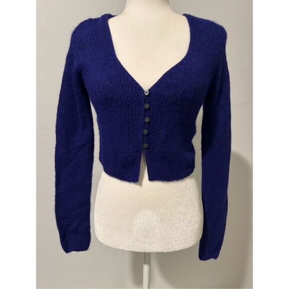 Zara Soft knit cropped top sweater button front M - Picture 1 of 5